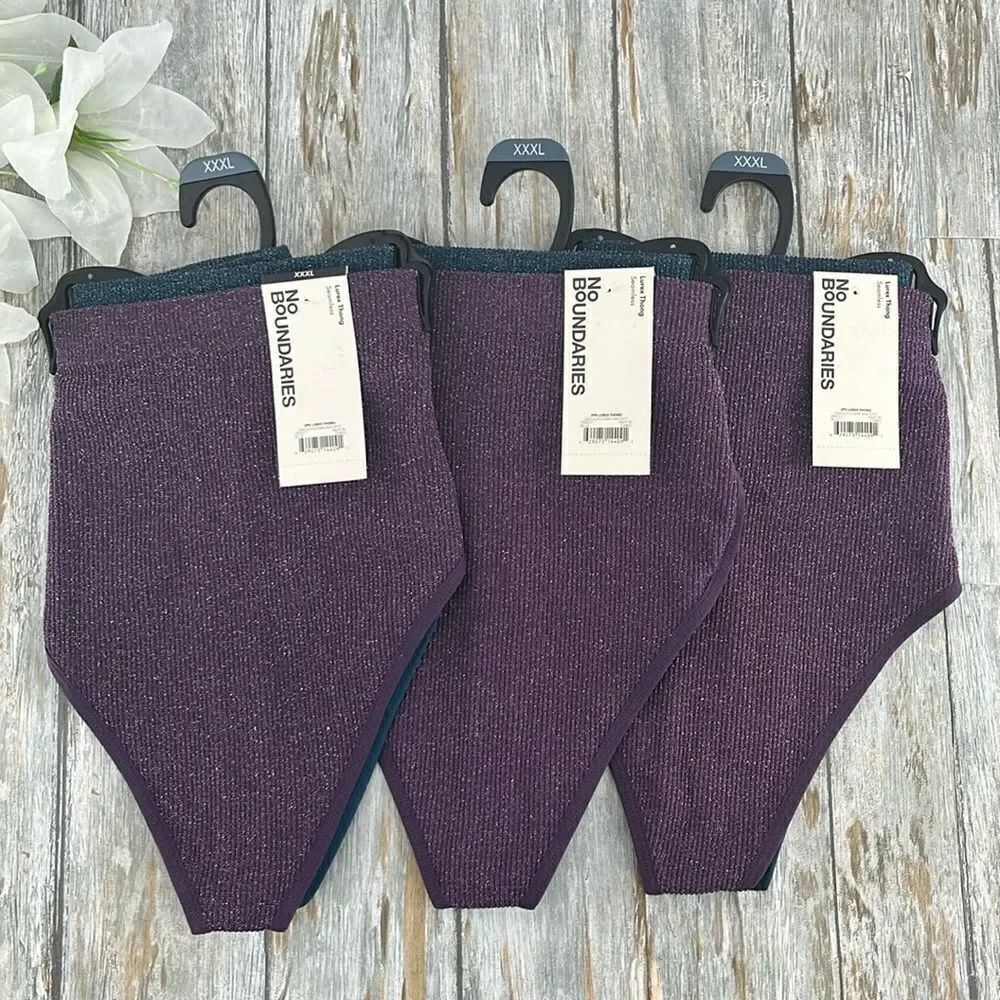Women’s Lurex Thong Panties Underwear 3, 2-Packs Size XXXL